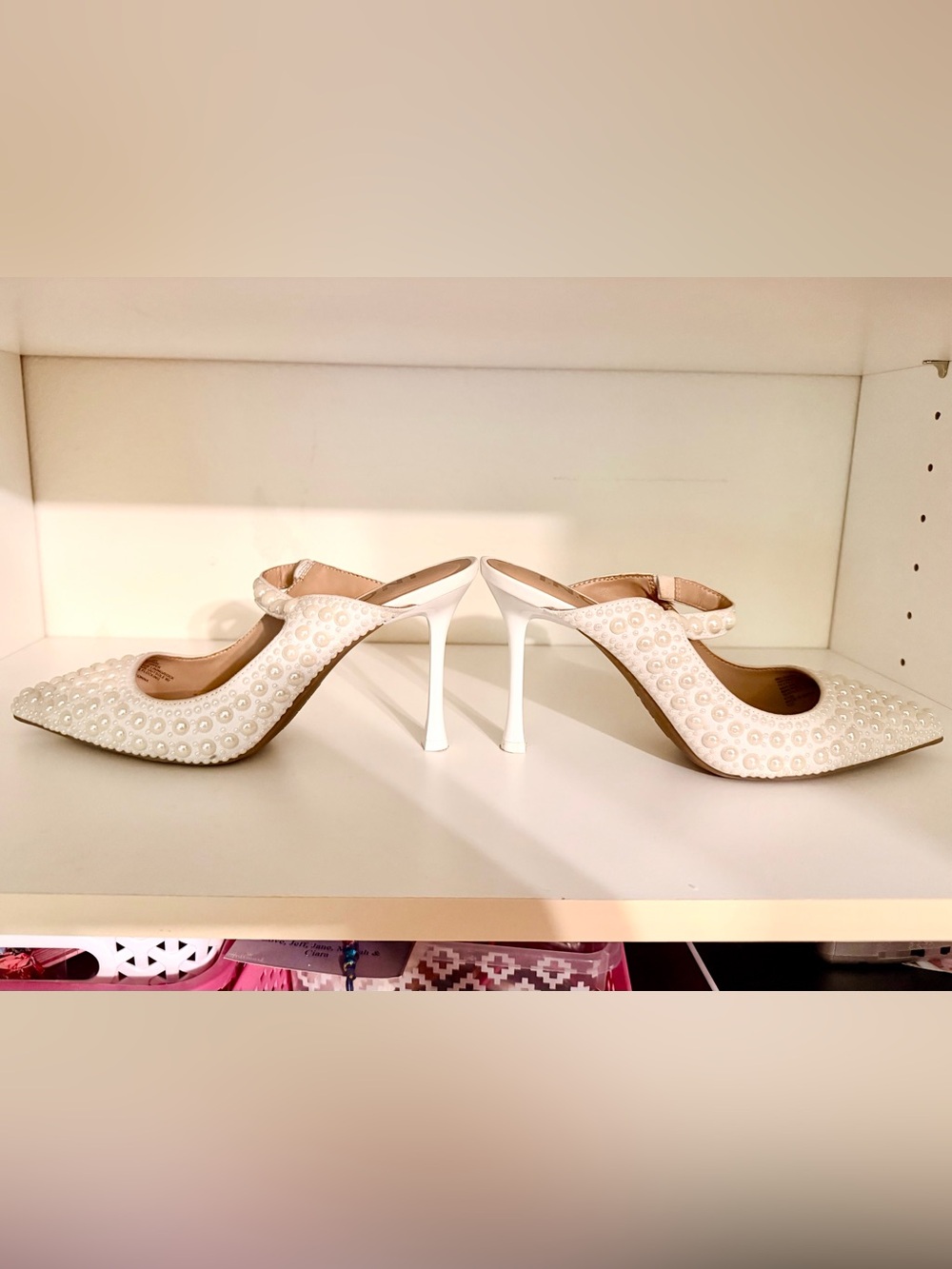 White Pearl Embellished heels